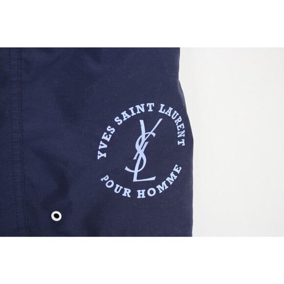 Vintage Y2K Yves Saint Laurent YSL Blue Swim Trunks Shorts Mens Medium - Picture 2 of 6